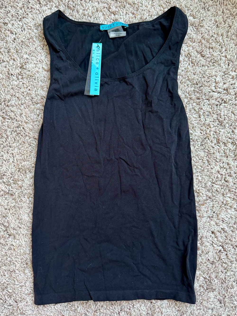 Alice + Olivia Black Scoop Neck Tank Top